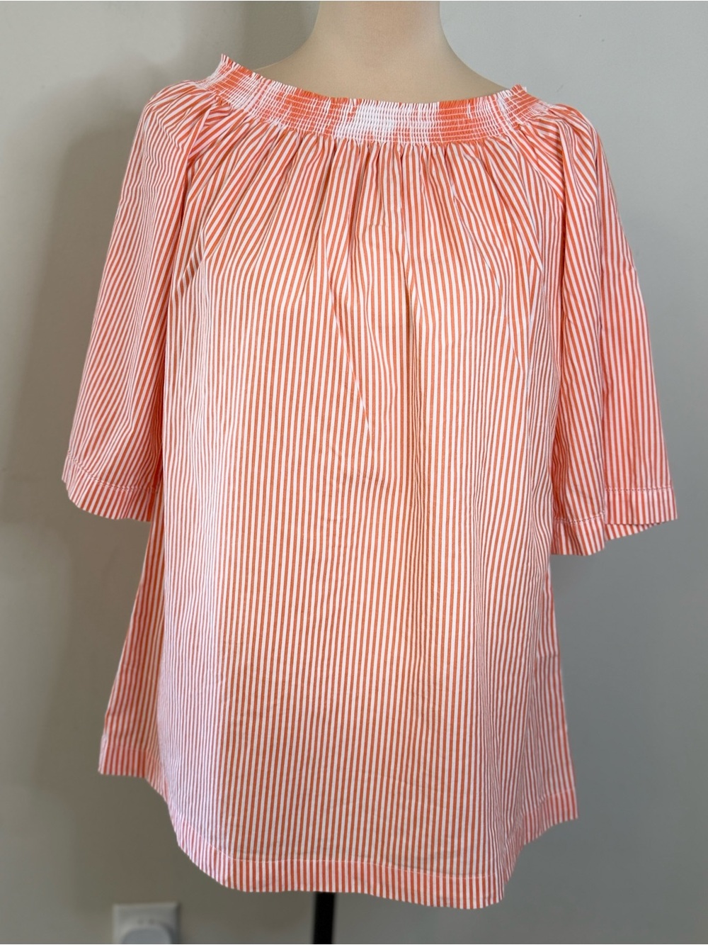 Trina Turk orange white stripe top on/off shoulders M